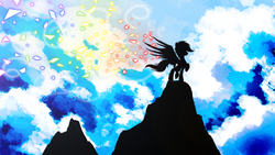 Size: 4800x2700 | Tagged: safe, artist:flamevulture17, rainbow dash, pegasus, pony, g4, female, mare, silhouette, solo, wallpaper