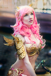 Size: 800x1200 | Tagged: safe, artist:lizbrickleycosplay, fluttershy, human, g4, armor, belly button, cosplay, irl, irl human, midriff, my little pony princess warriors, photo, unconvincing armor