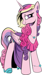 Size: 4000x7005 | Tagged: safe, artist:andy price, artist:irisiter, princess cadance, g4, spoiler:comic, spoiler:comic12, absurd resolution, bedroom eyes, clothes, dress, female, simple background, smiling, solo, transparent background, vector