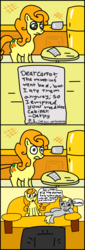 Size: 549x1611 | Tagged: safe, artist:roflpony, carrot top, derpy hooves, golden harvest, earth pony, pegasus, pony, g4, comic, couch, i emptied your fridge, refrigerator, television