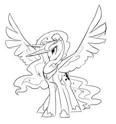 Size: 750x800 | Tagged: safe, artist:kilo, princess luna, g4, female, monochrome, sketch, solo