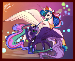 Size: 900x730 | Tagged: safe, artist:unibat, princess celestia, princess luna, g4, s1 luna