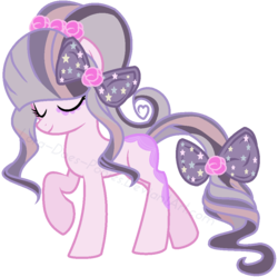 Size: 954x952 | Tagged: safe, artist:lora-does-ponies, oc, oc only, earth pony, pony, bow, eyes closed, solo