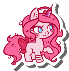 Size: 257x262 | Tagged: safe, artist:kyaokay, oc, oc only, oc:cootie shot, original species, pony, unicorn, needle, solo