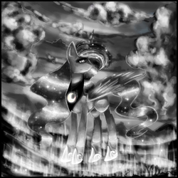 Size: 1016x1016 | Tagged: safe, artist:the-warbringer, princess luna, g4, female, monochrome, solo