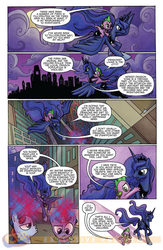 Size: 900x1384 | Tagged: safe, idw, princess luna, ride along, spike, friends forever #14, g4, my little pony: friends forever, spoiler:comic, idw advertisement, police academy, preview, ship:spiluna