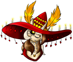 Size: 1024x880 | Tagged: safe, artist:baffleddingo, pony, dia de los muertos, la muerte, ponified, simple background, solo, the book of life, transparent background