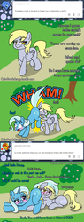 Size: 1280x3368 | Tagged: safe, artist:outofworkderpy, derpy hooves, trixie, pegasus, pony, unicorn, g4, blushing, comic, crash, duo, duo female, faceful of ass, female, grin, mare, outofworkderpy, park, prone, smiling, sweatdrop, tumblr, walking