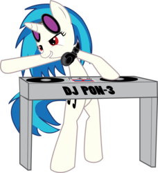 Size: 2050x2245 | Tagged: safe, artist:hoodie-stalker, dj pon-3, vinyl scratch, pony, unicorn, g4, bipedal, female, headphones, high res, simple background, solo, teeth, transparent background, vector, vinyl's glasses, wrong eye color