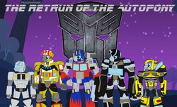 Size: 1024x623 | Tagged: safe, anthro, bayformers, bumblebee (transformers), ironhide, jazz, optimus prime, ponified, ratchet, transformers