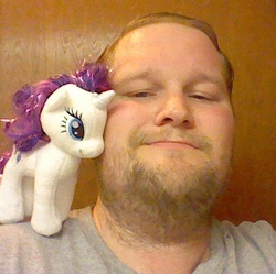 Size: 445x444 | Tagged: safe, rarity, human, g4, beanie babies, brony, irl, irl human, merchandise, neckbeard, photo, profile picture, selfie