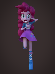 Size: 800x1080 | Tagged: safe, artist:3d thread, artist:creatorofpony, pinkie pie, equestria girls, g4, 3d, 3d model, blender, boots, bracelet, clothes, female, skirt, solo, wat