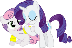 Size: 1024x681 | Tagged: safe, artist:masem, rarity, sweetie belle, pony, unicorn, g4, belle sisters, blowing, blushing, cute, diasweetes, duo, duo female, eyes closed, female, filly, floaty, foal, inflatable, inflating, mare, puffy cheeks, raribetes, siblings, simple background, sisters, transparent background, vector, water wings