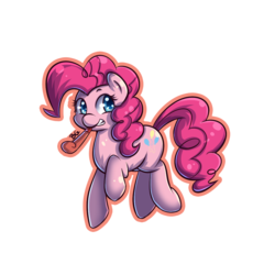 Size: 1024x1024 | Tagged: safe, artist:tikrs007, pinkie pie, earth pony, pony, g4, female, mare, party horn, simple background, smiling, solo, transparent background