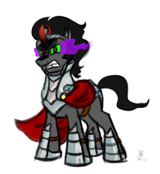 Size: 1280x1394 | Tagged: safe, king sombra, pony, unicorn, g4, armor, magic, magic aura, male, simple background, solo