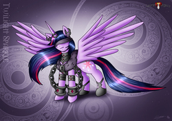 Size: 2129x1500 | Tagged: safe, artist:evil-rick, twilight sparkle, alicorn, pony, comic:lauren's legacy, g4, blindfold, female, mare, pixiv, solo, twilight sparkle (alicorn)