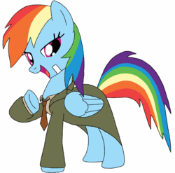 Size: 1280x1264 | Tagged: safe, artist:blondenobody, rainbow dash, g4, ace attorney, clothes, crossover, dick gumshoe, female, solo