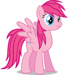 Size: 2437x2658 | Tagged: safe, artist:noxwyll, pinkie pie, rainbow dash, pegasus, pony, g4, female, frown, full body, high res, hooves, mare, palette swap, recolor, shadow, simple background, solo, spread wings, standing, tail, transparent background, vector, wings