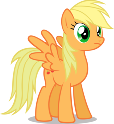 Size: 2437x2658 | Tagged: safe, artist:noxwyll, applejack, rainbow dash, pegasus, pony, g4, female, flapplejack, fusion, palette swap, race swap, recolor, simple background, solo, spread wings, transparent background, vector, wings