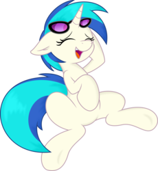 Size: 5000x5440 | Tagged: safe, artist:joey darkmeat, artist:spier17, dj pon-3, vinyl scratch, pony, unicorn, g4, absurd resolution, eyes closed, female, hooves, horn, laughing, mare, open mouth, simple background, solo, sunglasses, teeth, transparent background, vector