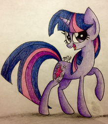 Size: 640x735 | Tagged: safe, artist:coloredsketches, twilight sparkle, g4, female, raised hoof, solo, traditional art