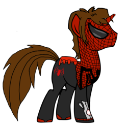 Size: 2407x2415 | Tagged: safe, artist:edcom02, artist:soulfulbases, pony, unicorn, spiders and magic: rise of spider-mane, crossover, high res, male, marvel, marvel comics, otto octavius (marvel comics), peter parker, ponified, simple background, solo, spider-man, superior spider-man, transparent background