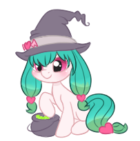 Size: 203x205 | Tagged: safe, artist:styxlady, oc, oc only, oc:sugar spell, hat, solo, witch