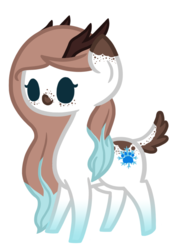 Size: 848x1218 | Tagged: safe, artist:amylovespenguins, oc, oc only, oc:frost, original species, antlers, freckles, solo