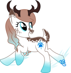 Size: 1024x1045 | Tagged: safe, artist:vinylbecks, oc, oc only, oc:frost, deer, original species, antlers, solo