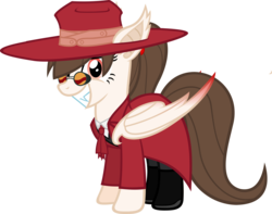 Size: 3433x2712 | Tagged: safe, artist:zacatron94, oc, oc only, oc:rose petal, bat pony, pony, alucard, cosplay, hellsing, high res, simple background, solo, transparent background, vector