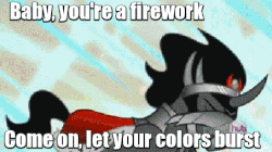 Size: 453x254 | Tagged: safe, edit, edited screencap, screencap, king sombra, pony, g4, the crystal empire, animated, broken, caption, dead, death, disintegration, firework (song), fireworks, image macro, katy perry, meme, shattered, song reference, the interview