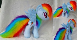 Size: 1564x820 | Tagged: safe, artist:epicrainbowcrafts, rainbow dash, g4, irl, photo, plushie, solo, spread wings