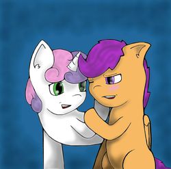 Size: 1561x1544 | Tagged: safe, artist:thatpaperhat, scootaloo, sweetie belle, pony, g4, duo