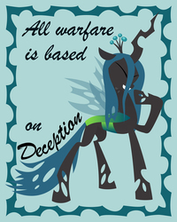 Size: 650x813 | Tagged: safe, artist:cyle, part of a set, queen chrysalis, changeling, changeling queen, g4, female, poster, quotation, quote, solo, sun tzu