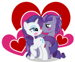 Size: 1024x854 | Tagged: safe, rarity, oc, oc:kydose, pegasus, pony, unicorn, g4, blushing, boop, canon x oc, heart, love, noseboop, raridose, shipping