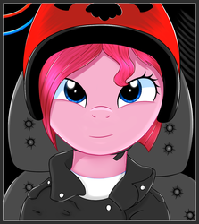 Size: 1086x1220 | Tagged: safe, artist:kas92, pinkie pie, g4, carmageddon, crossover, die anna, female, helmet, pinkamena diane pie, solo