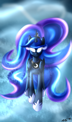 Size: 1300x2200 | Tagged: safe, artist:novaspark, princess luna, g4, female, glowing eyes, solo