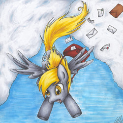 Size: 1609x1601 | Tagged: safe, artist:silverfangmeteor, derpy hooves, pegasus, pony, g4, female, mare, traditional art