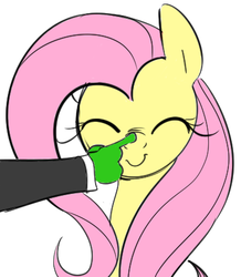 Size: 375x430 | Tagged: safe, artist:dotkwa, artist:itsthinking, fluttershy, oc, oc:anon, human, g4, boop, c:, cute, disembodied hand, eyes closed, hand, shyabetes, smiling