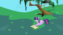 Size: 1920x1080 | Tagged: safe, edit, edited screencap, screencap, twilight sparkle, pony, unicorn, friendship is magic, g4, season 1, book, diaper, diaper edit, female, memories, non-baby in diaper, nostalgia, poofy diaper, reading, solo, the beginning, unicorn twilight