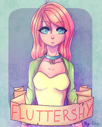 Size: 800x1000 | Tagged: safe, artist:olivineal, fluttershy, human, g4, female, humanized, solo