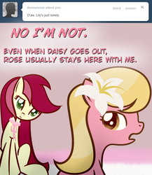 Size: 650x748 | Tagged: safe, artist:why485, lily, lily valley, roseluck, ask the flower trio, g4, ask, tumblr