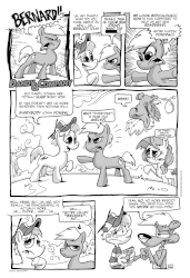 Size: 950x1387 | Tagged: safe, artist:derrick fish, oc, oc only, oc:bernard, oc:dandy, oc:merryweather, comic, dandy and company, gif, mistake, monochrome, non-animated gif, webcomic