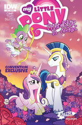 Size: 406x616 | Tagged: safe, artist:tony fleecs, idw, princess cadance, shining armor, spike, g4, cover, cupid, idw advertisement