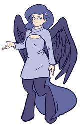 Size: 615x932 | Tagged: safe, artist:daily, oc, oc only, oc:selene, satyr, clothes, keyhole turtleneck, offspring, open-chest sweater, parent:oc:anon, parent:princess luna, solo, sweater, turtleneck