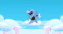 Size: 1099x597 | Tagged: safe, screencap, madden, pegasus, pony, g4, sonic rainboom (episode), cloud, cloudy, male, solo, stallion
