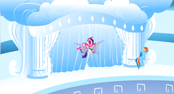 Size: 1098x597 | Tagged: safe, screencap, rainbow dash, rarity, g4, sonic rainboom (episode)