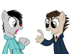 Size: 480x366 | Tagged: safe, oc, anime, kaneki ken, manga, migi, parasyte, ponified, shinichi izumi, tokyo ghoul