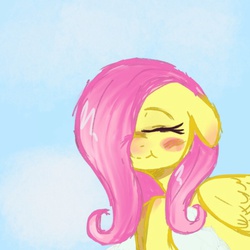 Size: 600x600 | Tagged: safe, artist:brushelle, fluttershy, g4, blushing, eyes closed, female, solo