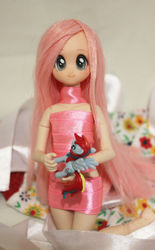 Size: 990x1600 | Tagged: safe, artist:mitsketa, fluttershy, rainbow dash, g4, customized toy, doll, female, solo, toy